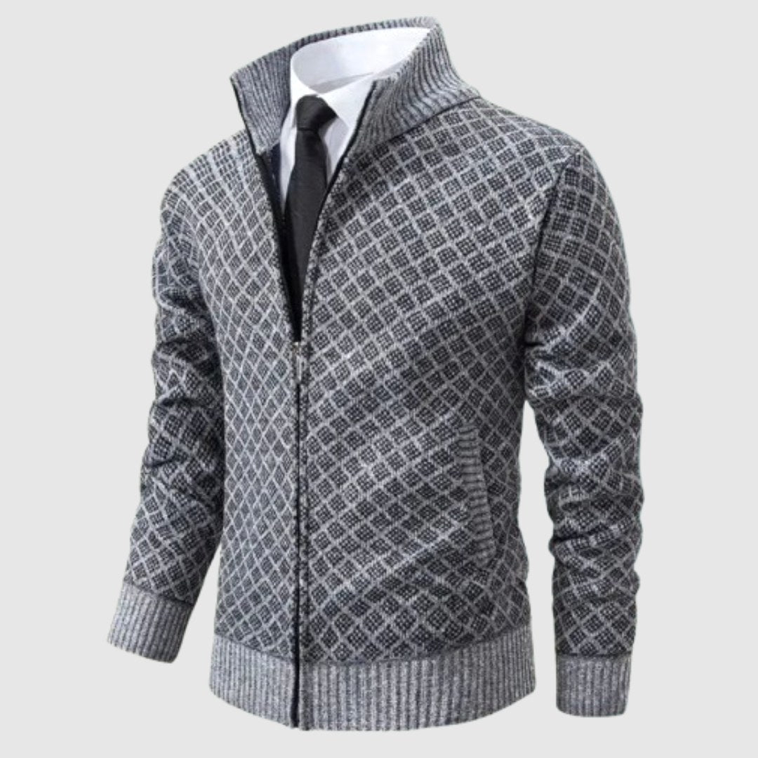 Frank | Men's Zip-Up Cardigan, Lightweight Cardigan Jacket | Bella Blue | Black