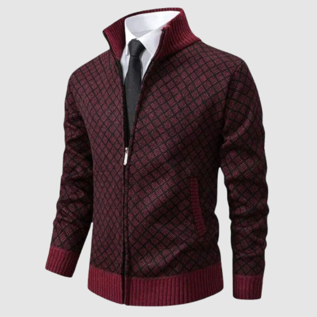 Frank | Men's Zip-Up Cardigan, Lightweight Cardigan Jacket | Bella Blue | Black