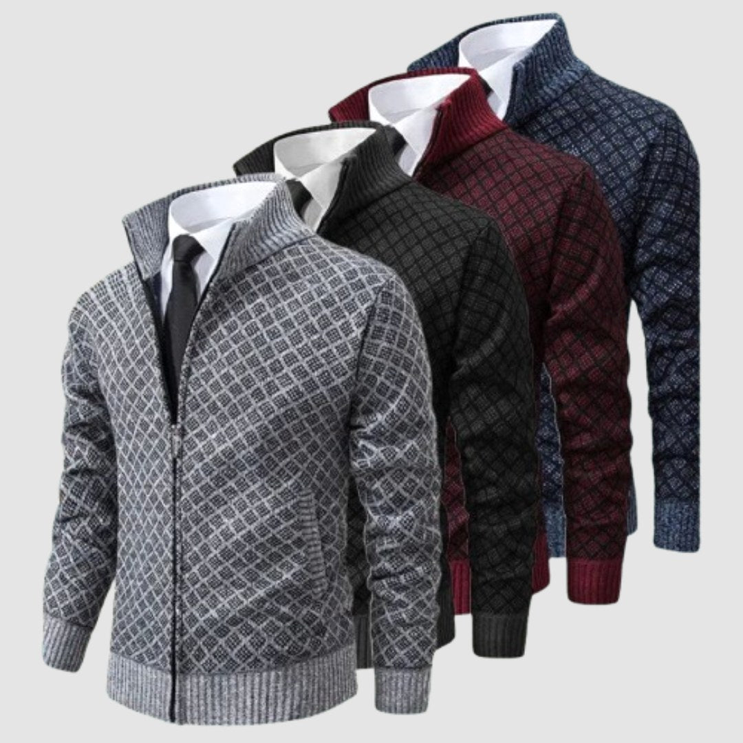 Frank | Men's Zip-Up Cardigan, Lightweight Cardigan Jacket | Bella Blue | Black