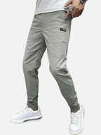 Frank | Men's Elasticated Cargo Trousers, Flexible Stretch Trousers | Bella Blue