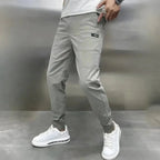 Frank | Men's Elasticated Cargo Trousers, Flexible Stretch Trousers | Bella Blue
