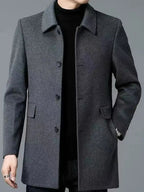 Franklin | Women's Single-Breasted Wool-Blend Coat, Classic Tailored Autumn Coat | Bella Blue