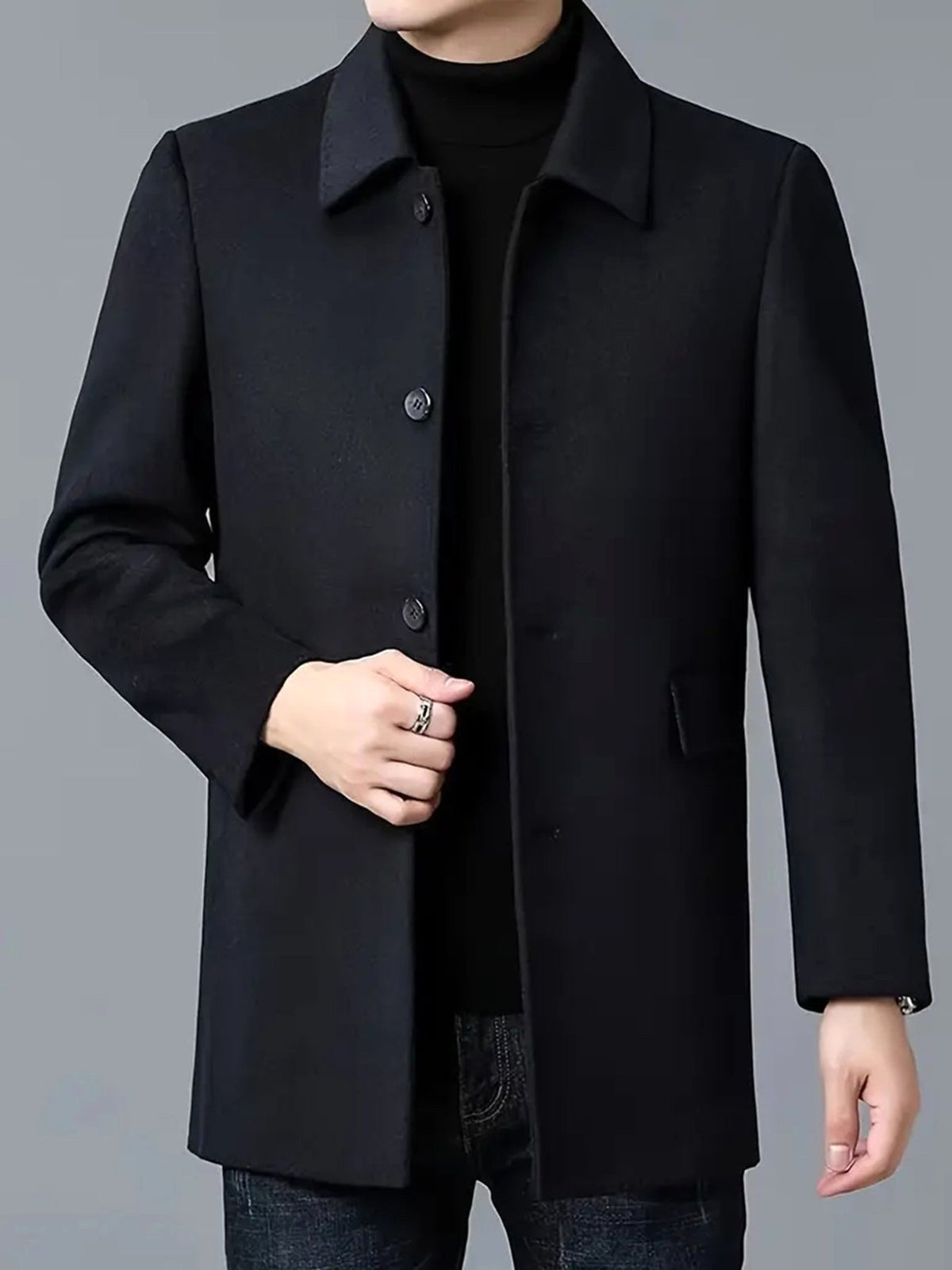 Franklin | Women's Single-Breasted Wool-Blend Coat, Classic Tailored Autumn Coat | Bella Blue