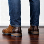 Franz | Men's Lace-Up Boots with Reinforced Toe Cap, Rugged Ankle Boots | Bella Blue | Dark Brown