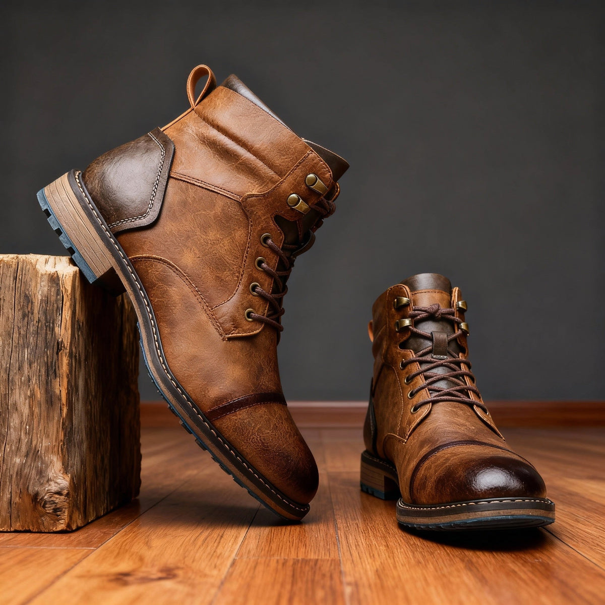 Franz | Men's Lace-Up Boots with Reinforced Toe Cap, Rugged Ankle Boots