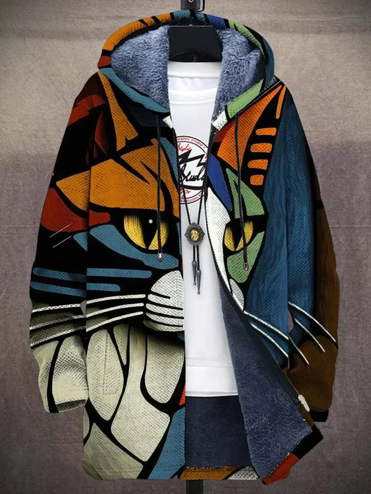 Franziska | Women's Knit Waistcoat with Artistic Design, Elegant Knit Cardigan | Bella Blue | Multicolour Blue