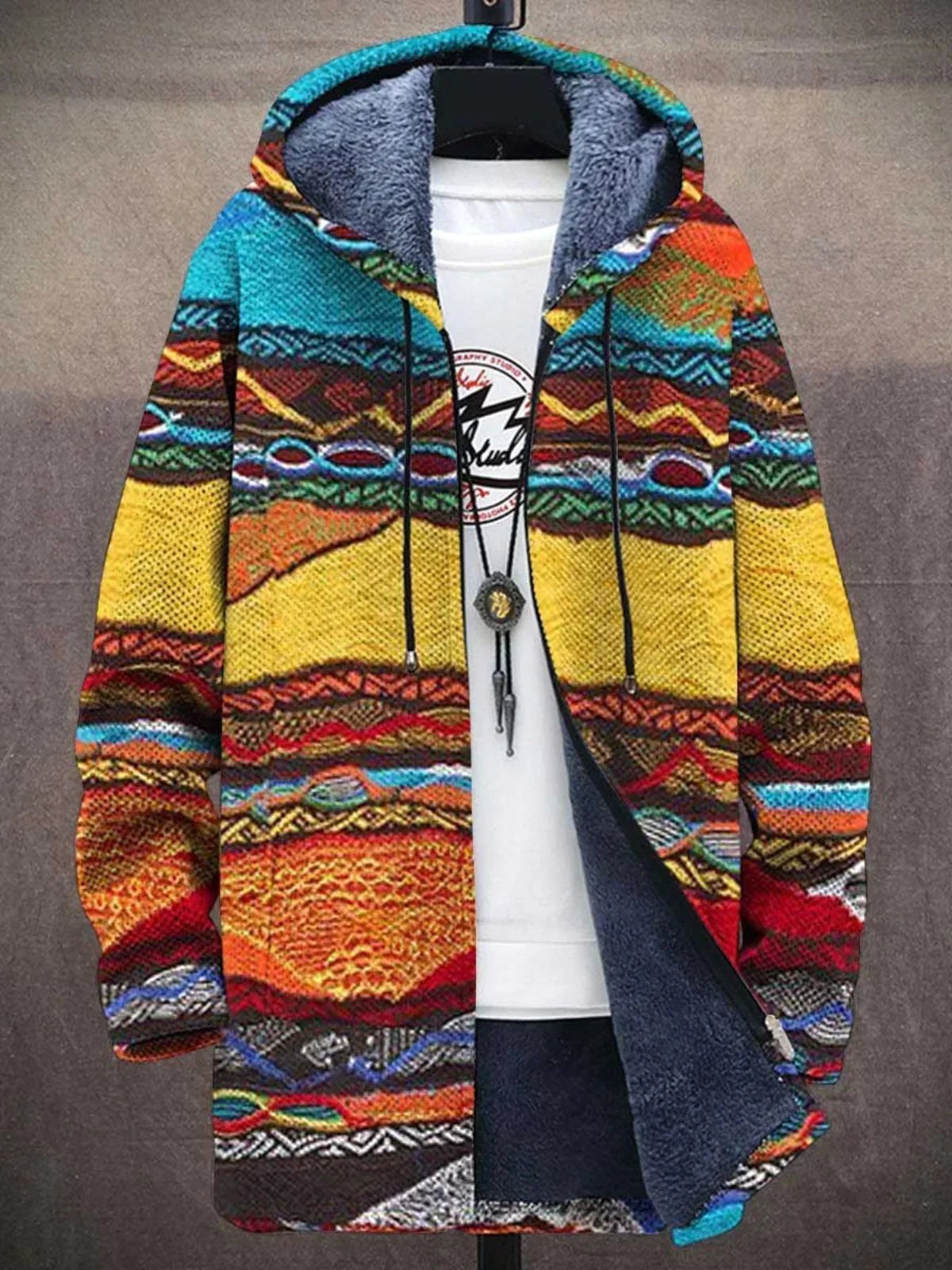 Franziska | Women's Knit Waistcoat with Artistic Design, Elegant Knit Cardigan | Bella Blue | Multicolour Blue
