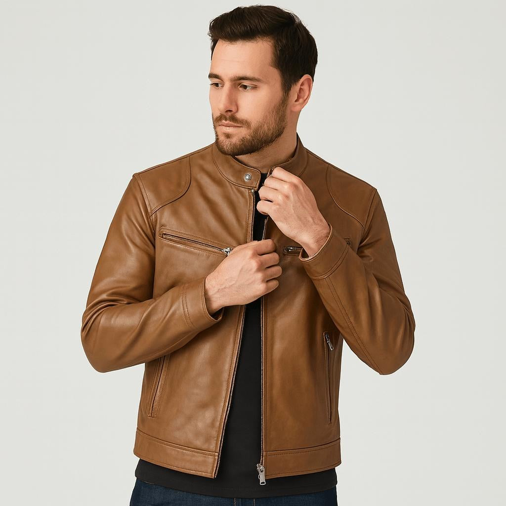 Freddie | Men's Leather Jacket, Classic Timeless Leather Jacket | Bella Blue