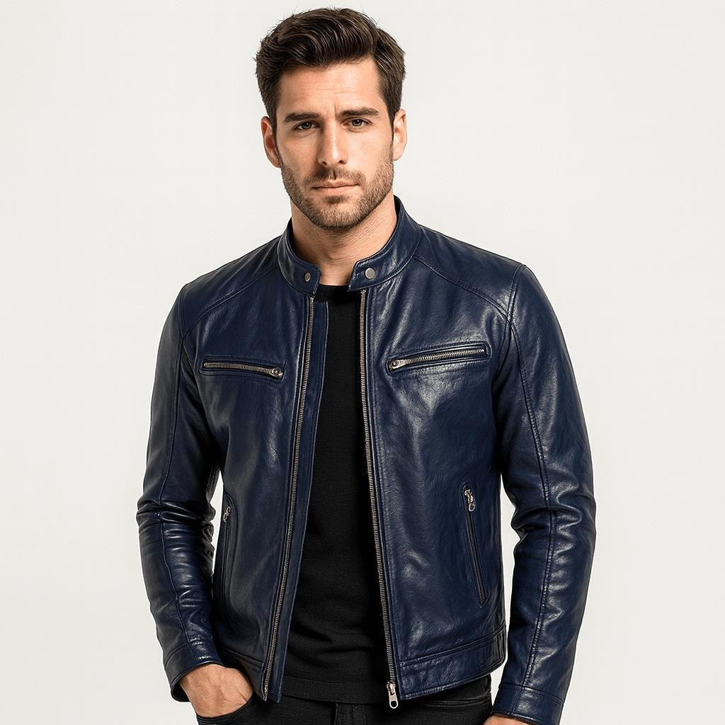 Freddie | Men's Leather Jacket, Classic Timeless Leather Jacket | Bella Blue