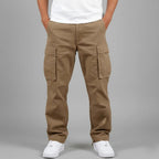 Freddie | Men's Relaxed Fit Cargo Trousers, Side Pocket Streetwear Trousers | Bella Blue | Brown