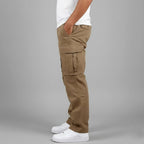 Freddie | Men's Relaxed Fit Cargo Trousers, Side Pocket Streetwear Trousers | Bella Blue | Dark Green