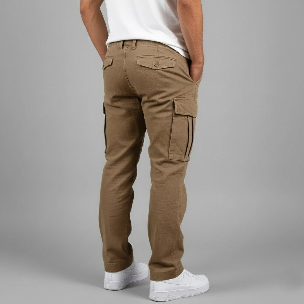 Freddie | Men's Relaxed Fit Cargo Trousers, Side Pocket Streetwear Trousers | Bella Blue | Grey