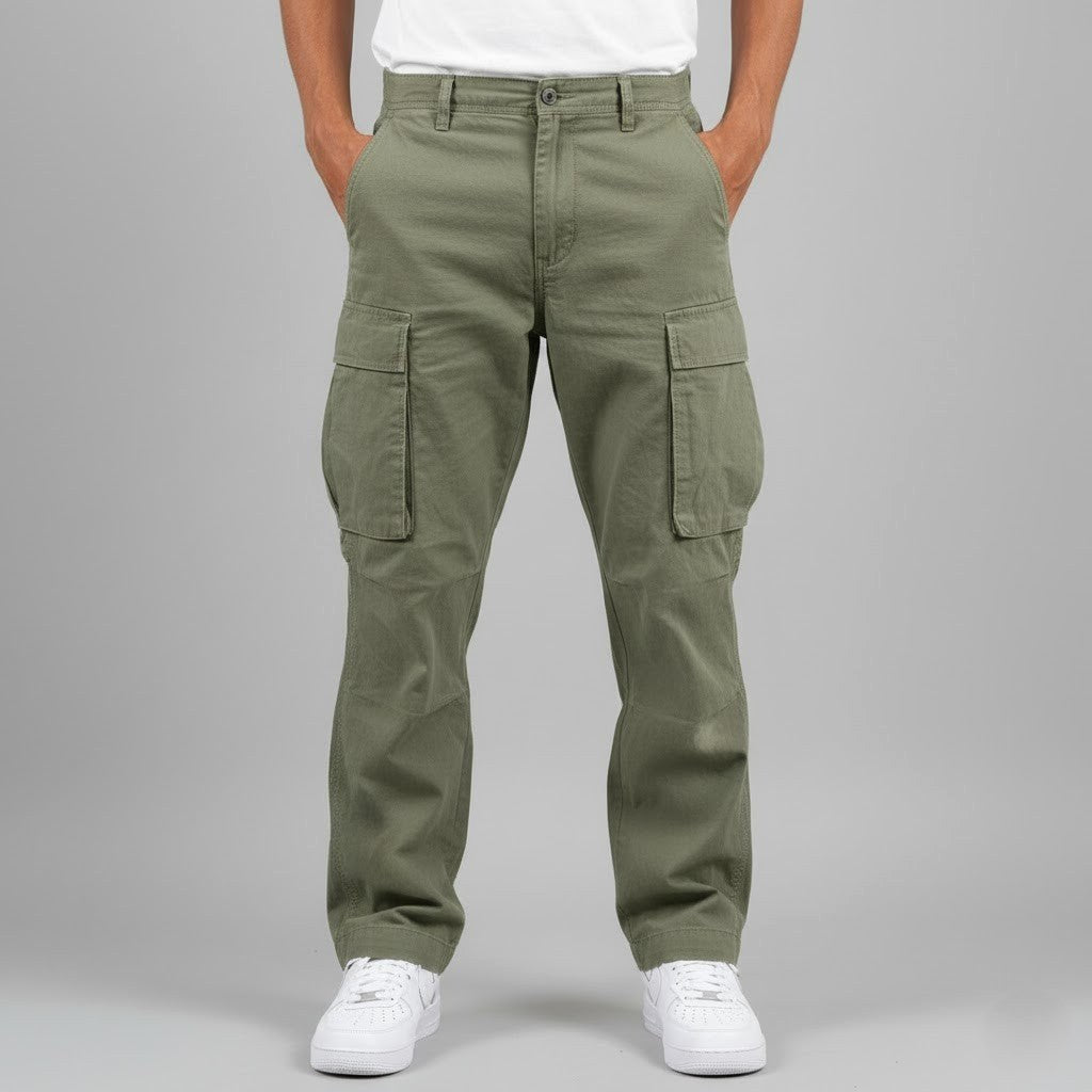 Freddie | Men's Relaxed Fit Cargo Trousers, Side Pocket Streetwear Trousers | Bella Blue