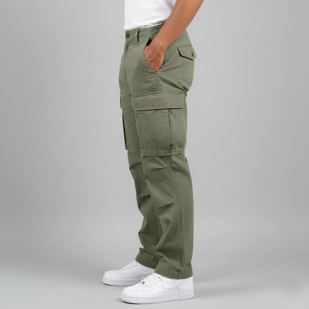 Freddie | Men's Relaxed Fit Cargo Trousers, Side Pocket Streetwear Trousers | Bella Blue