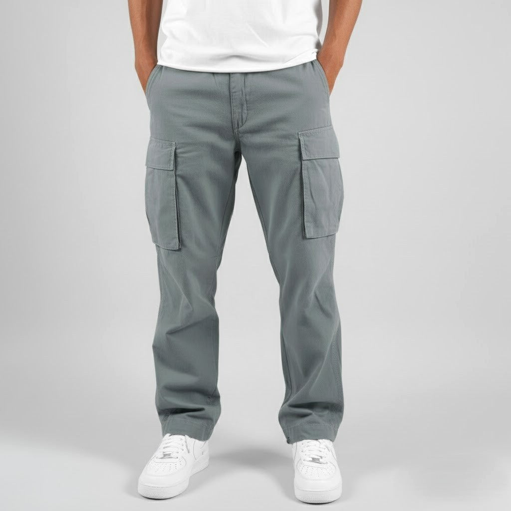 Freddie | Men's Relaxed Fit Cargo Trousers, Side Pocket Streetwear Trousers | Bella Blue