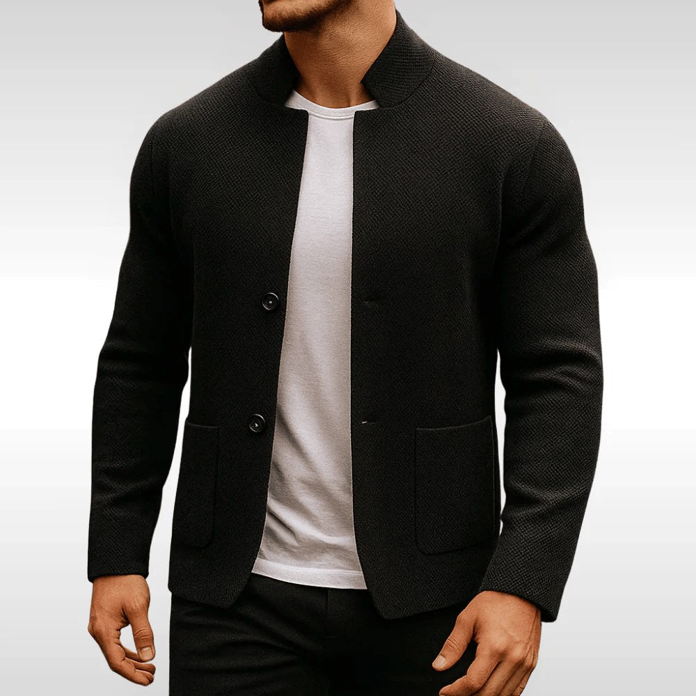 Frederick | Women's Textured Knit Cardigan, Structured Button-Through Cardigan | Bella Blue