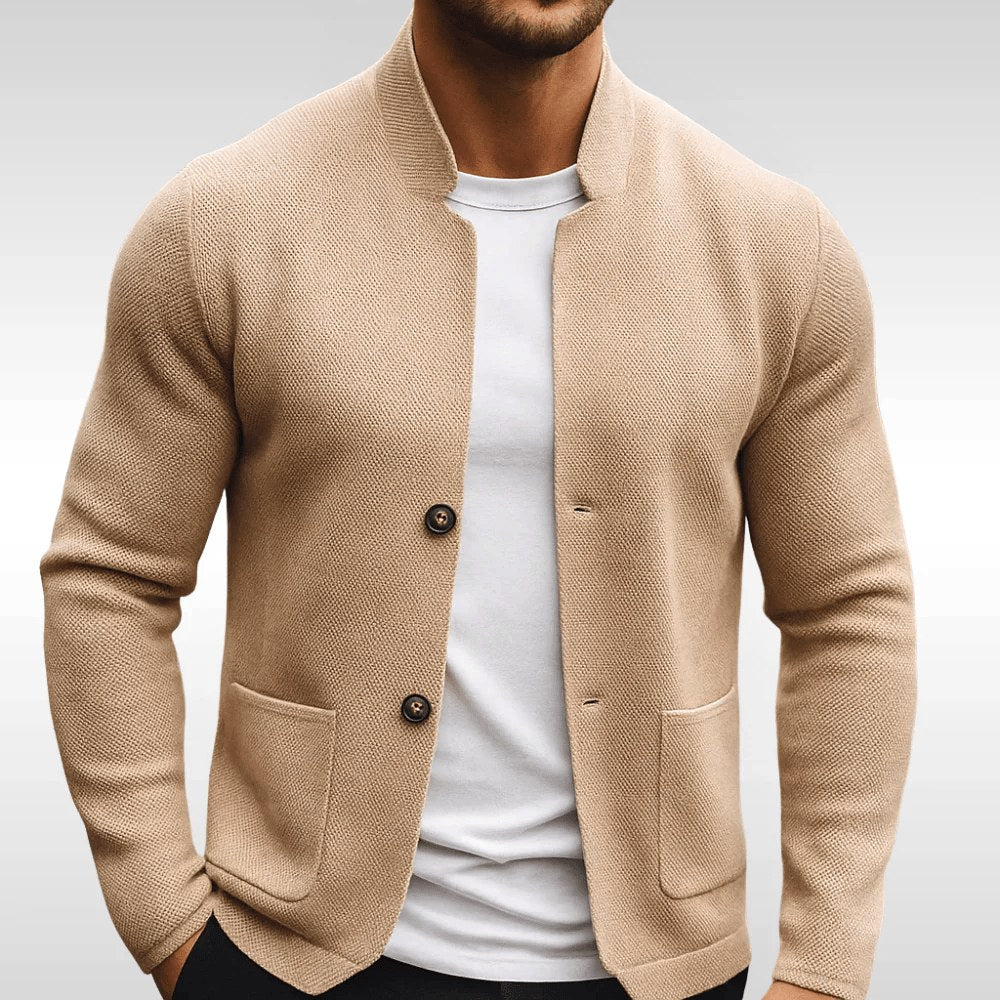 Frederick | Women's Textured Knit Cardigan, Structured Button-Through Cardigan | Bella Blue