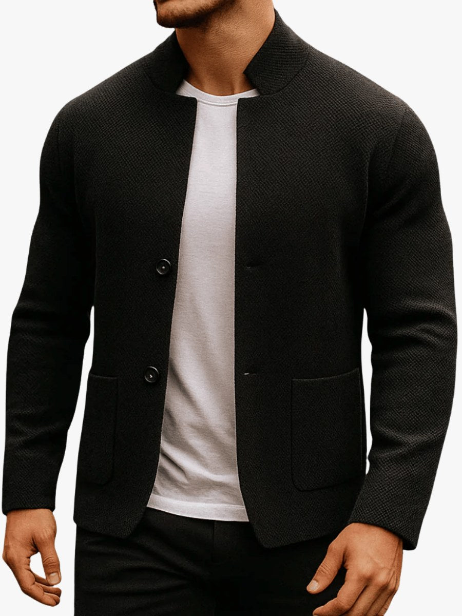 Frederick | Women's Textured Knit Cardigan, Structured Button-Through Cardigan | Bella Blue