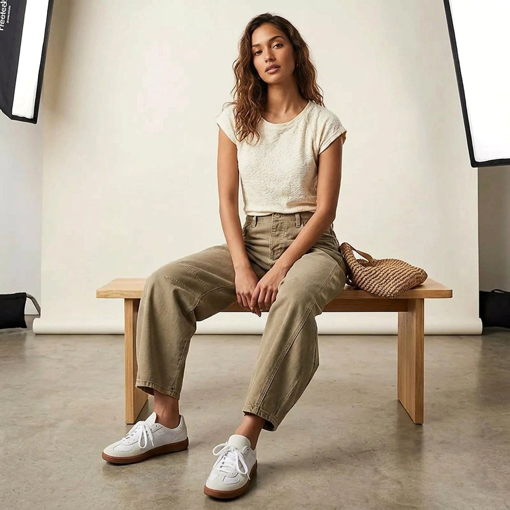 Freya | Women's Relaxed Barrel Jeans, High-Waist Denim Jeans | Bella Blue