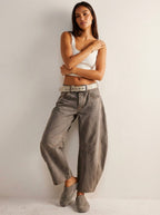 Freya | Women's Relaxed Barrel Jeans, High-Waist Denim Jeans | Bella Blue