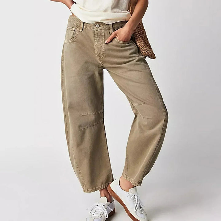 Freya | Women's Relaxed Barrel Jeans, High-Waist Denim Jeans | Bella Blue