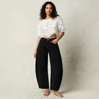 Freya | Women's Relaxed Barrel Jeans, High-Waist Denim Jeans | Bella Blue | Zwart
