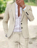 Friedrich | Men's Lightweight Two-Piece Suit, Elegant Blazer with Trousers | Bella Blue | Beige