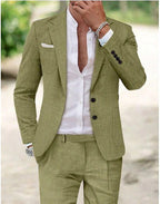 Friedrich | Men's Lightweight Two-Piece Suit, Elegant Blazer with Trousers | Bella Blue | Beige