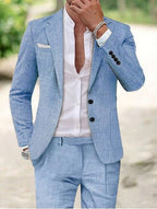 Friedrich | Men's Lightweight Two-Piece Suit, Elegant Blazer with Trousers | Bella Blue | Beige