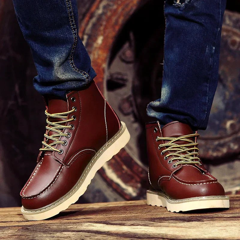 Fritz | Men's Leather Boots in Natural Tone, Rugged Autumn Boots | Bella Blue | Bordeaux