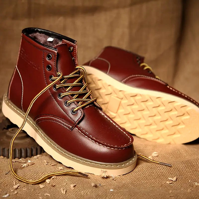 Fritz | Men's Leather Boots in Natural Tone, Rugged Autumn Boots | Bella Blue | Bordeaux
