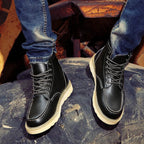 Fritz | Men's Leather Boots in Natural Tone, Rugged Autumn Boots | Bella Blue | Bordeaux