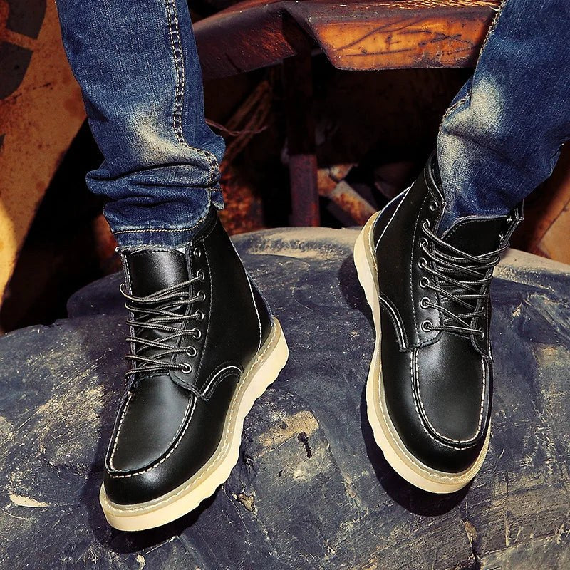Fritz | Men's Leather Boots in Natural Tone, Rugged Autumn Boots | Bella Blue | Bordeaux
