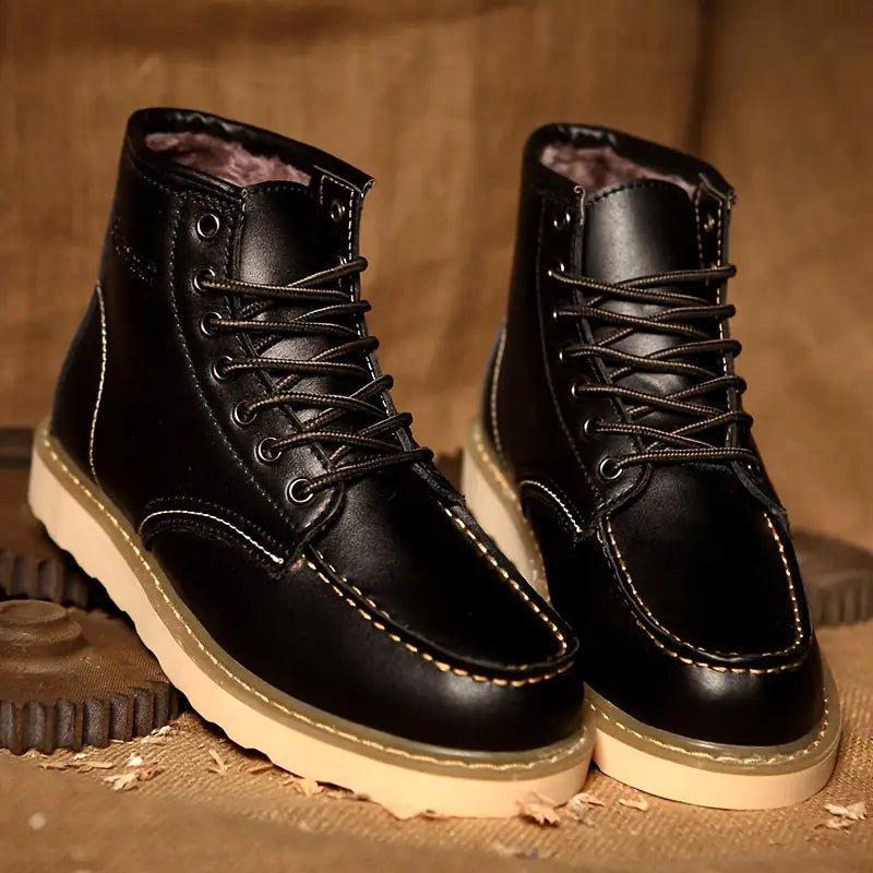 Fritz | Men's Leather Boots in Natural Tone, Rugged Autumn Boots | Bella Blue | Bordeaux