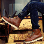 Fritz | Men's Leather Boots in Natural Tone, Rugged Autumn Boots | Bella Blue | Bordeaux