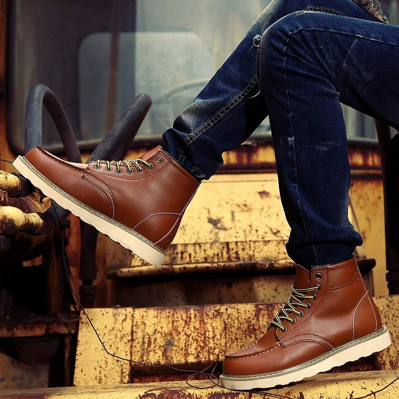 Fritz | Men's Leather Boots in Natural Tone, Rugged Autumn Boots | Bella Blue | Bordeaux