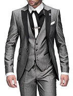 Gabriel | Men's Tailored Three-Piece Suit, Structured Blazer Suit | Bella Blue | Grey
