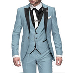 Gabriel | Men's Tailored Three-Piece Suit, Structured Blazer Suit | Bella Blue | Light Blue