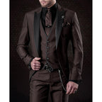 Gabriel | Men's Tailored Three-Piece Suit, Structured Blazer Suit | Bella Blue | Dark Brown