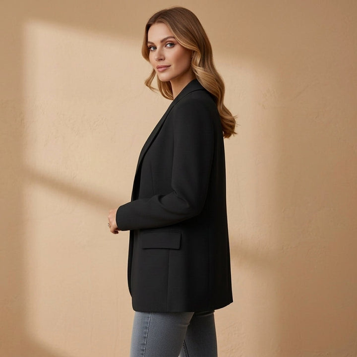 Gabrielle | Women's Tailored Cotton Blend Blazer, Notched Lapel Smart Jacket | Bella Blue