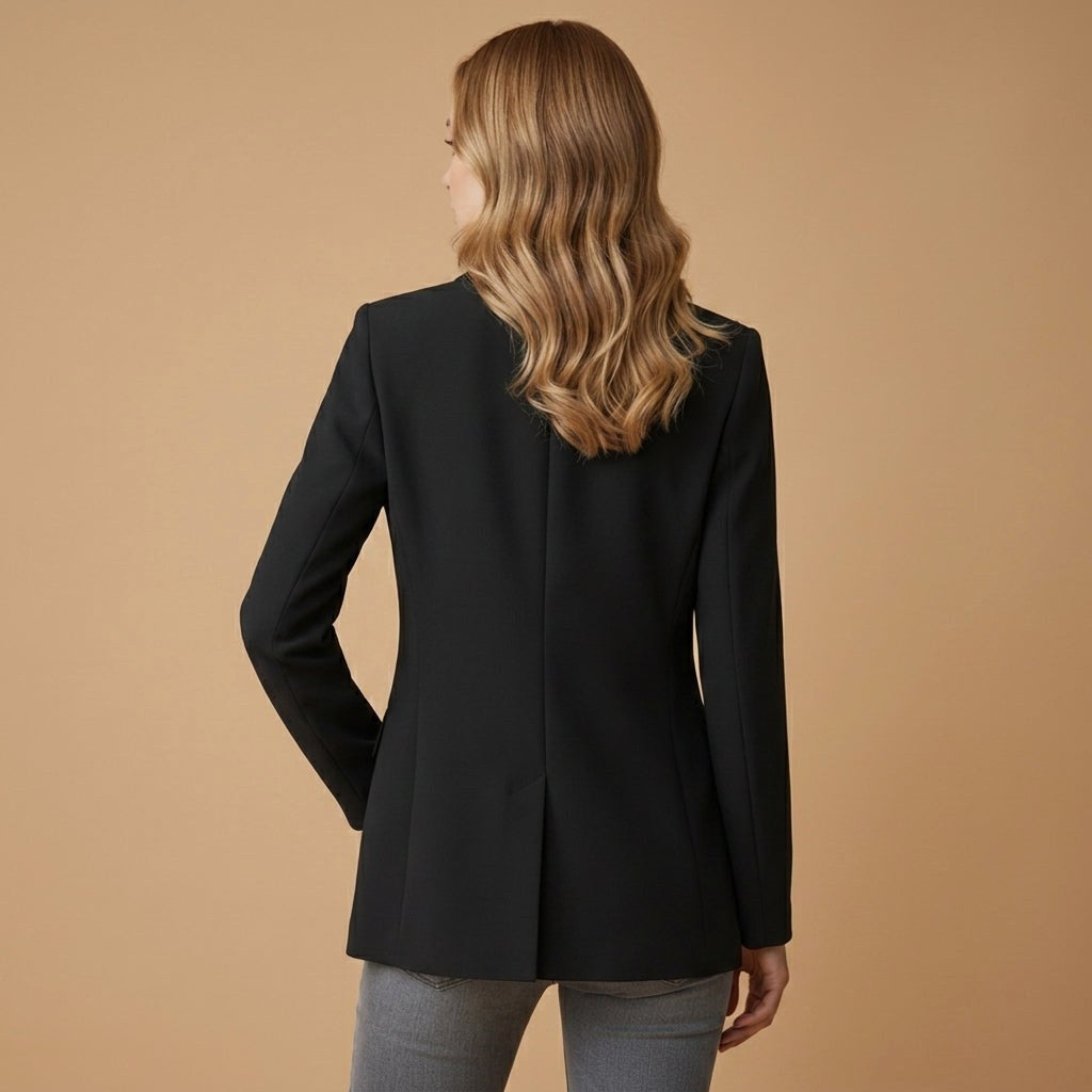 Gabrielle | Women's Tailored Cotton Blend Blazer, Notched Lapel Smart Jacket | Bella Blue