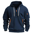 Gareth | Men's Zip-Pocket Casual Hoodie, Relaxed Hooded Jumper | Bella Blue