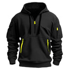 Gareth | Men's Zip-Pocket Casual Hoodie, Relaxed Hooded Jumper | Bella Blue