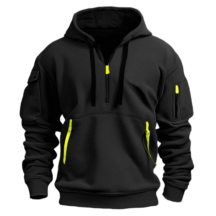 Gareth | Men's Zip-Pocket Casual Hoodie, Relaxed Hooded Jumper | Bella Blue