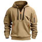 Gareth | Men's Zip-Pocket Casual Hoodie, Relaxed Hooded Jumper | Bella Blue
