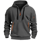 Gareth | Men's Zip-Pocket Casual Hoodie, Relaxed Hooded Jumper | Bella Blue