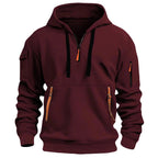 Gareth | Men's Zip-Pocket Casual Hoodie, Relaxed Hooded Jumper | Bella Blue