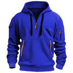 Gareth | Men's Zip-Pocket Casual Hoodie, Relaxed Hooded Jumper | Bella Blue