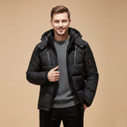 Garrett | Men's Insulated Winter Parka Jacket, Hooded Windproof Coat | Bella Blue | Black