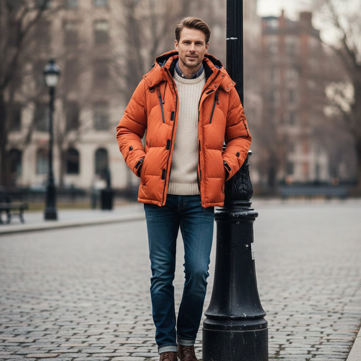 Garrett | Men's Insulated Winter Parka Jacket, Hooded Windproof Coat | Bella Blue